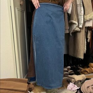 Blue Denim Maxi Skirt